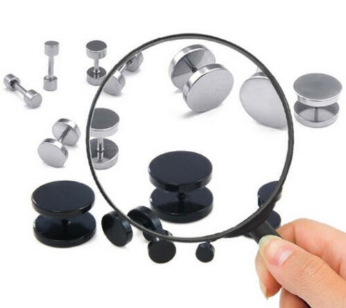 Surgical Stainless Steel Stud Earrings Men Women Faux Gauges Ear Tunnel Ear Stud - Afbeelding 8 van 15