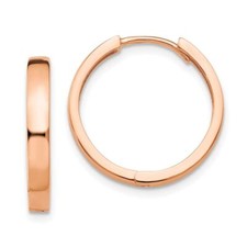 14K Rose Gold Hinged Hoop Earrings 2.58g L-15mm W- 3mm Perfect Gift for Her