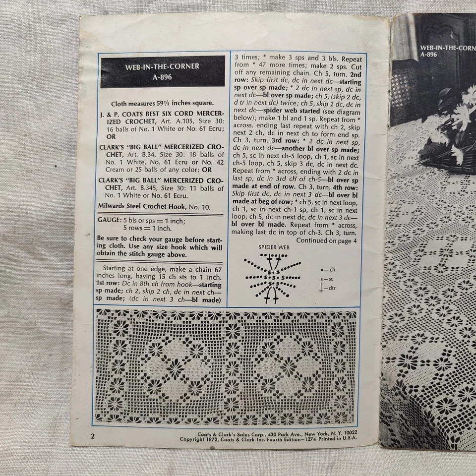 1972 Coats & Clark's Book 217 Tablecloths & Bedspreads to Knit Crochet Patterns - Image 3 of 4