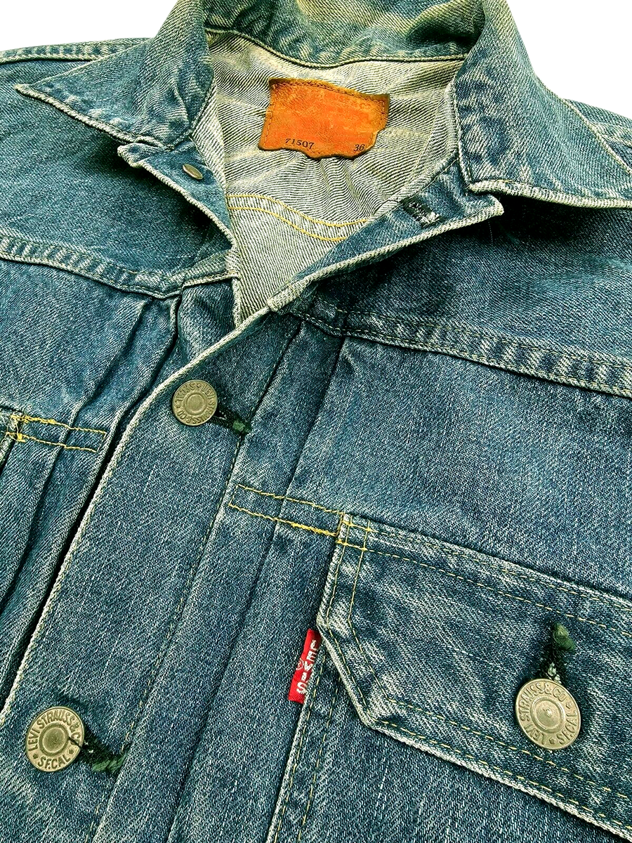 HOT VTG 1950 REPRO Men's LEVI'S 71507 BIG E SELVEDGE TRUCKER