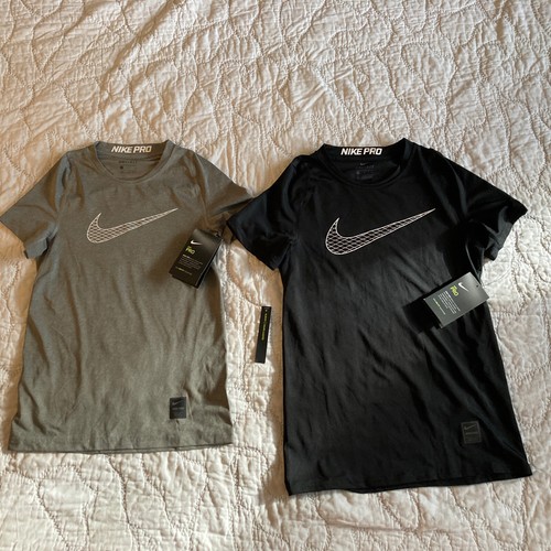 NEW-Nike Pro-Boy's-Dri-Fit-SLIM FIT-TrainingPolyester/Spandex-Short Sleeve Shirt - Picture 4 of 11