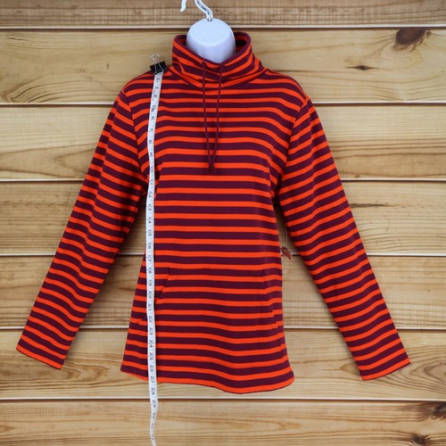 St. John's Bay Sweatshirt Womens Size M Orange Striped Cotton Blend High Neck - Picture 3 of 7