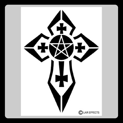Gothic Style Cross Pentagram/Pentacle Star STENCIL Halloween