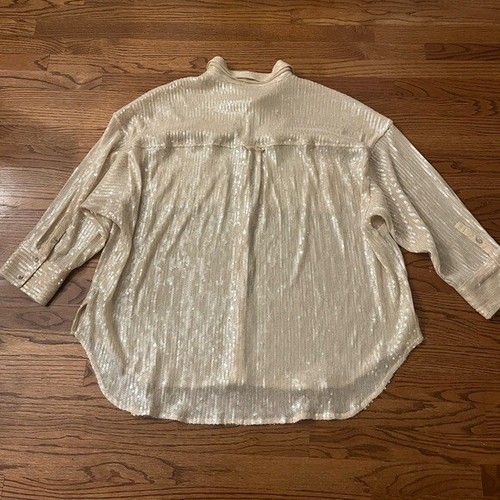 ANTHROPOLGIE Pilcro Sequin oversized Button Down Shirt 2X - Picture 7 of 7