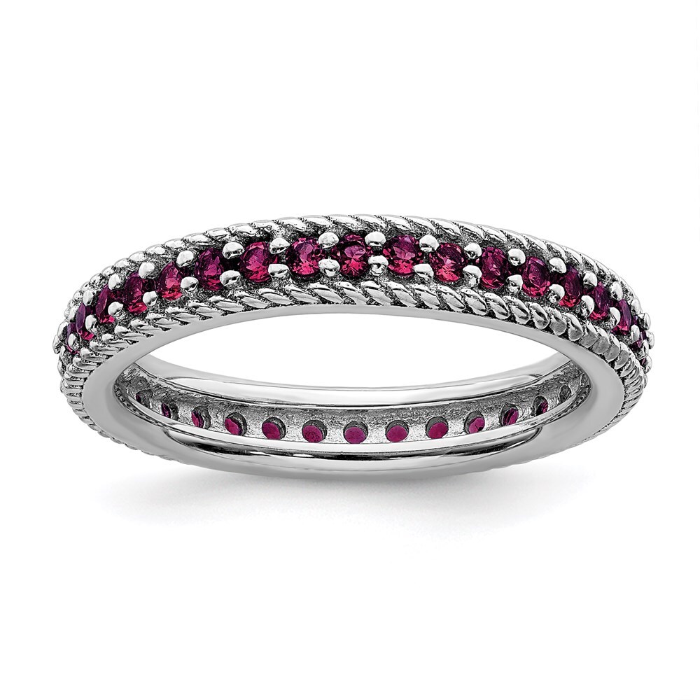 Sterling Silver Stackable Expressions Created Ruby Twist Eternity Ring Sterling Silver Stackable Expressions Created Ruby Twist Eternity Ring