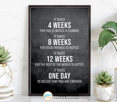 One Day to Decide Enough Motivational Inspirational Wall Art Canvas Office Decor