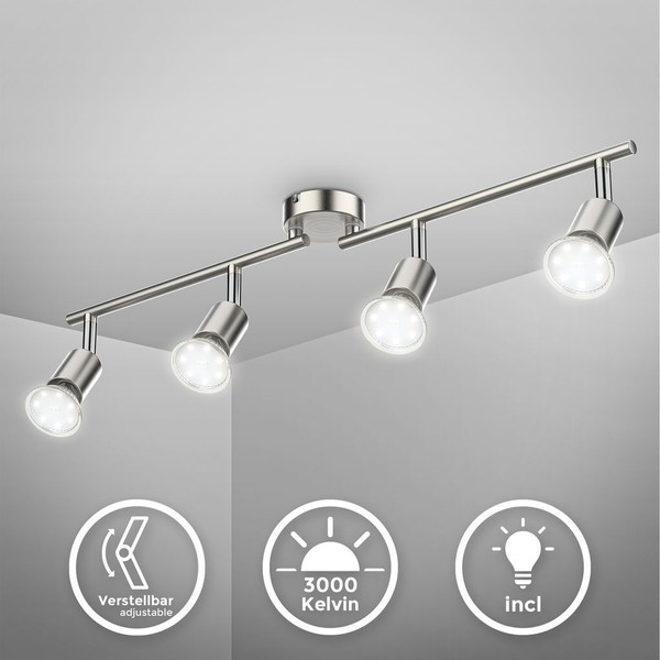 Led Deckenleuchte Wohnzimmer GU10 Metall Lampe Deckenspot Schwenkbar 4-Flammig-image