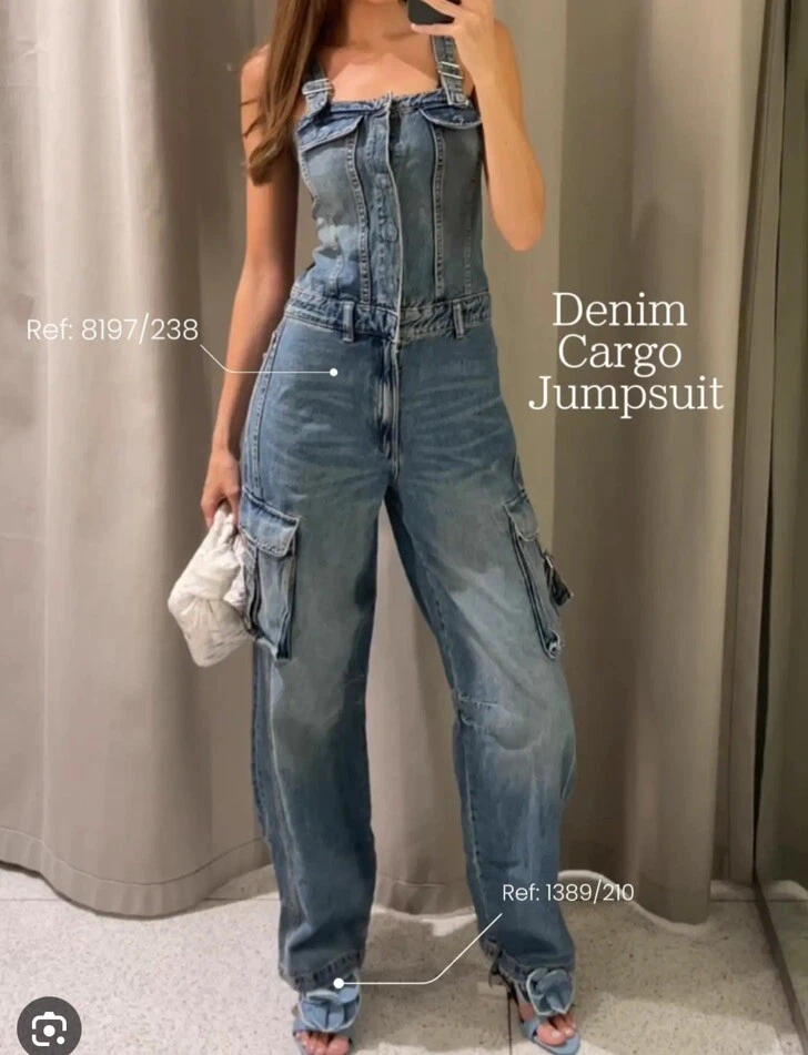 Denim cargo sale jumpsuit