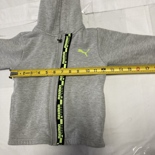 Puma Toddler Zip Up Hoodie Jacket Sz 4 Gray /Highlighter Yellow Boys 4-5yrs - Picture 18 of 18