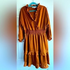 Emma & Michele Animal Print Long Sleeve Tiered Ruffle Dress Size XL