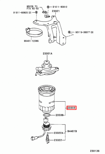 Genuine LandCruiser 80 Series Prado 90 120 Series 1HD 1HZ 1KZ 3L 1KD Fuel Filter - Picture 17 of 20