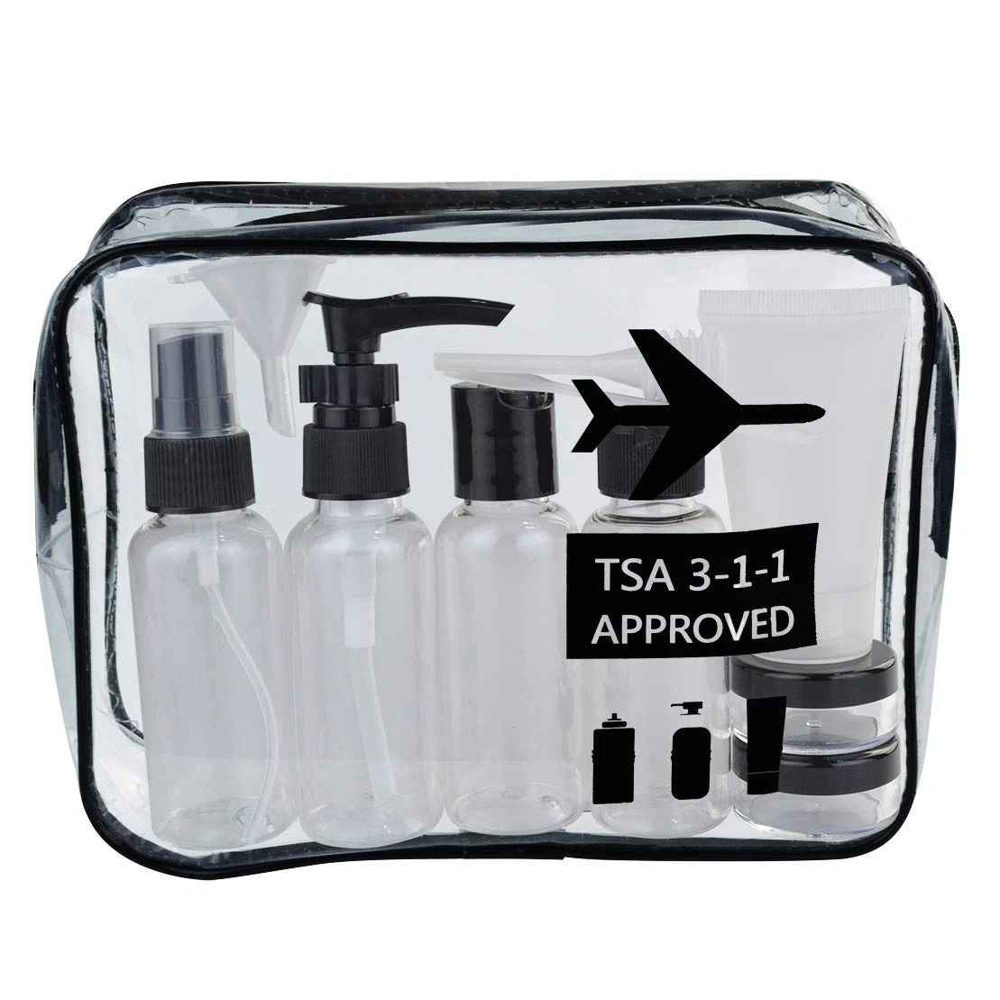 Travel Bottles And TSA Approved Toiletry Bag, Clear Quart Size