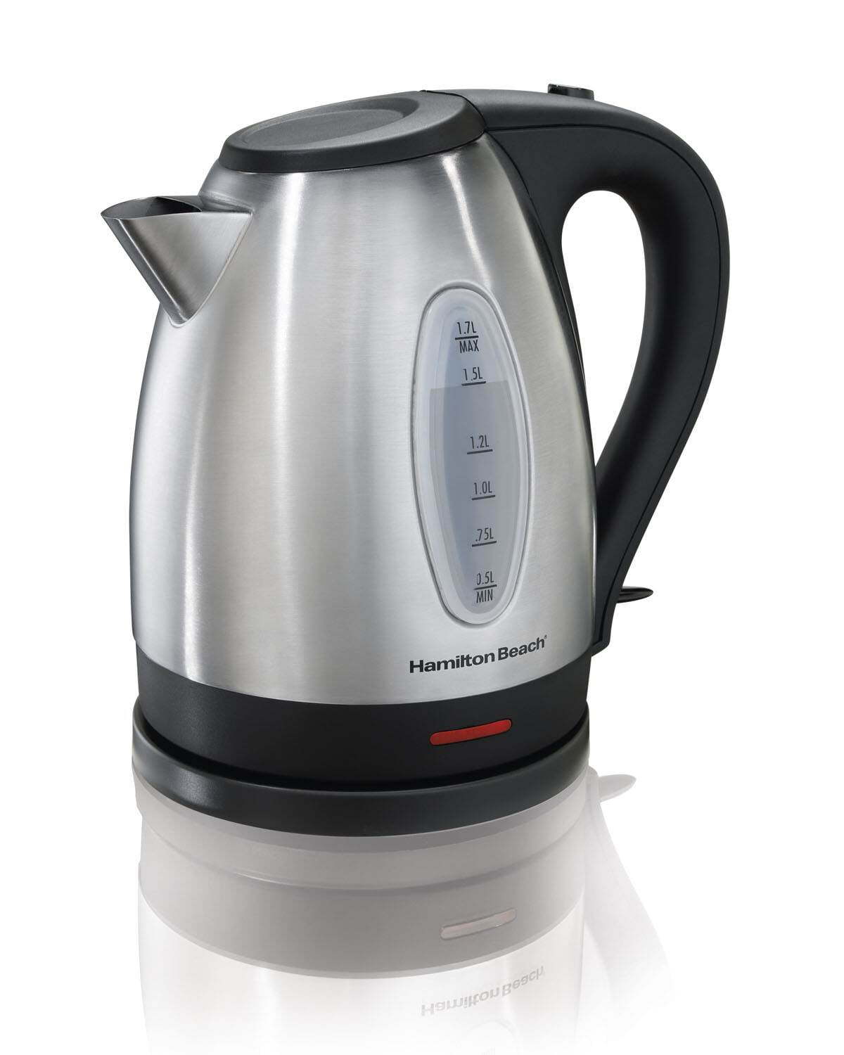 Hamilton Beach 1.7-L Stainless Steel Electric Kettle, Black Accents, Model 40880-image