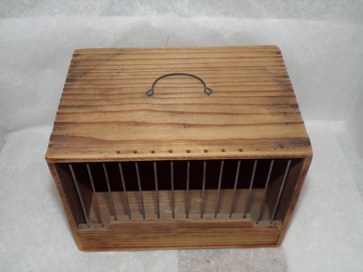 Ancienne cage à oiseaux transport chant appelant bois | eBay