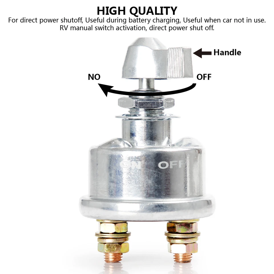 Interruptor de desconexão de bateria mestre 2 125 ampères 2 postes SPST para desligamento direto - Imagem 3 de 4