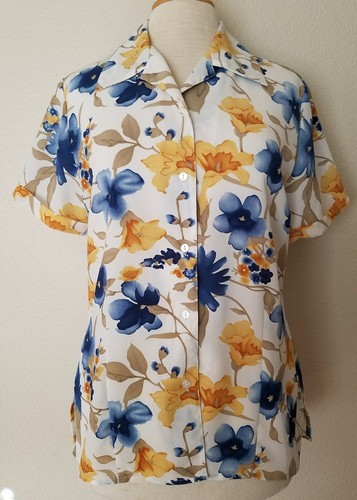 Short Sleeve Floral Sheer Blouse Top 
