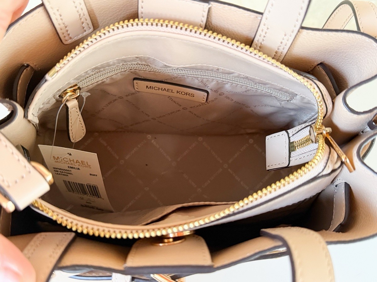 Michael Kors Emilia Small Satchel Shoulder Crossbody Bag Buff | eBay