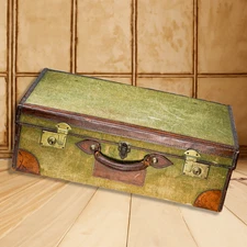 Large English Made Leather Cloth Travel Luggage Suitcase with Keys Decor Prop