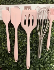 5-Piece Silicone Kitchen Utensil Set – Heat-Resistant Spatula, Whisk Pink - Gift