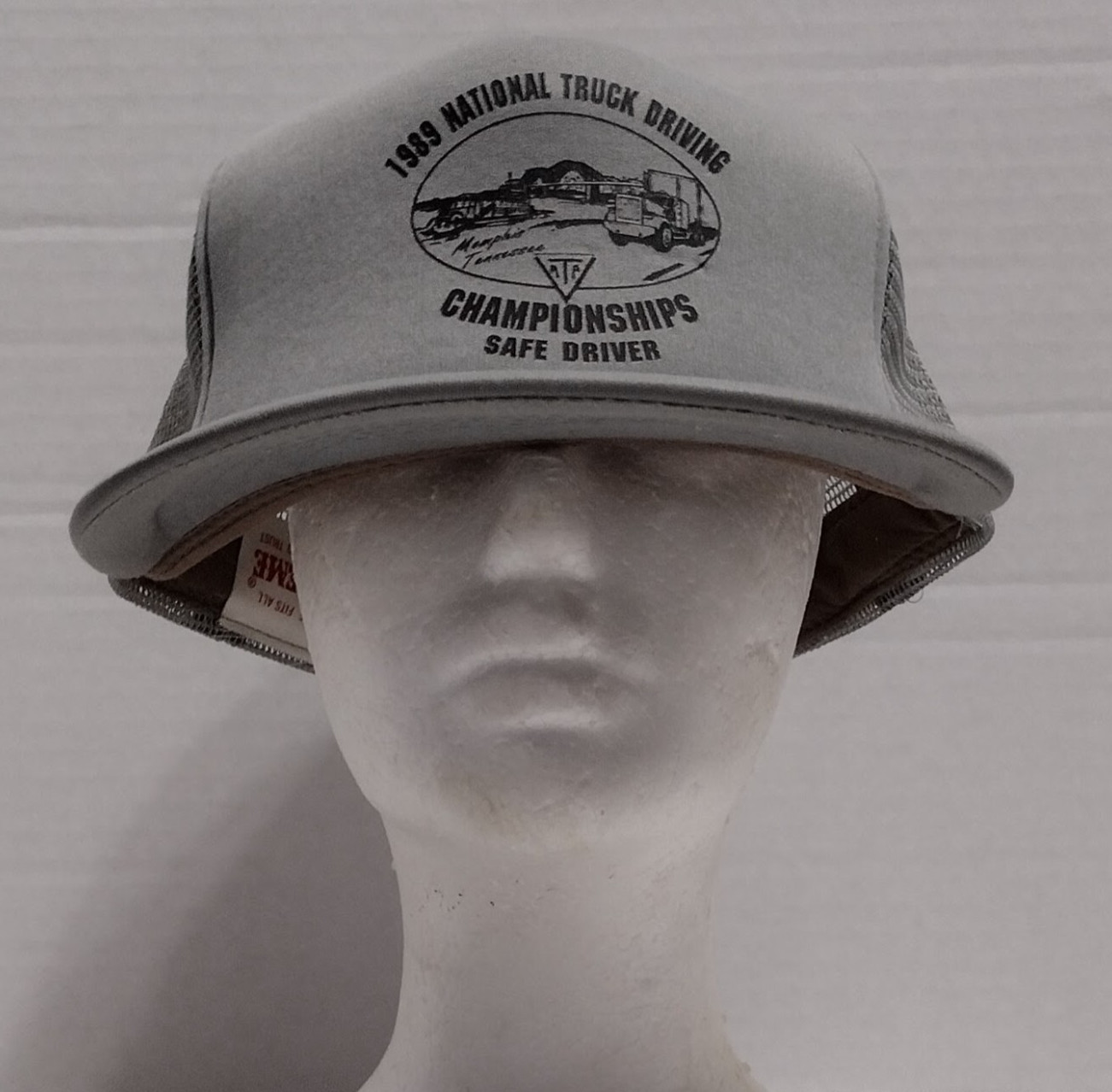 VTG SUPREME Trucker Hat 1989 National Truck Driving Championships Gray Snapback