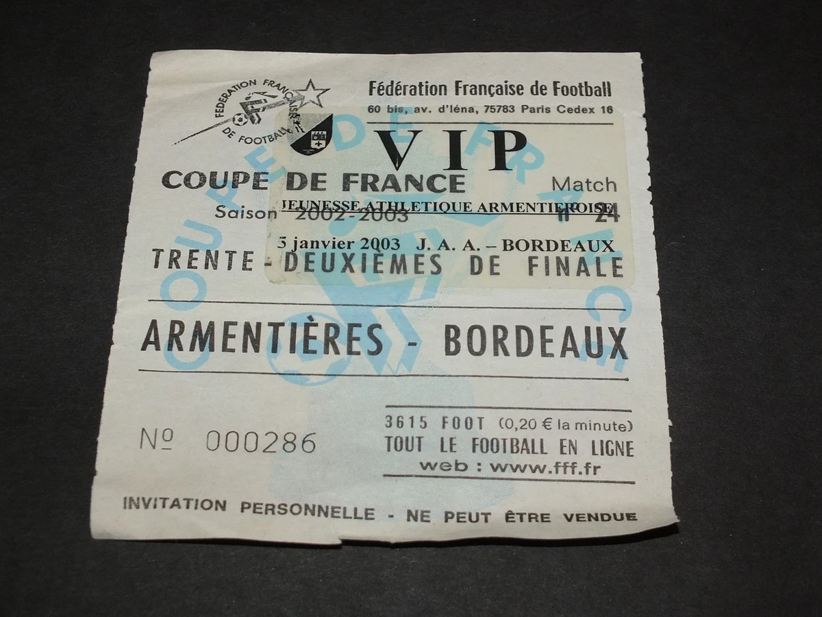 Ticket Collection RC Lens - OM Coupe De France 2001/2002