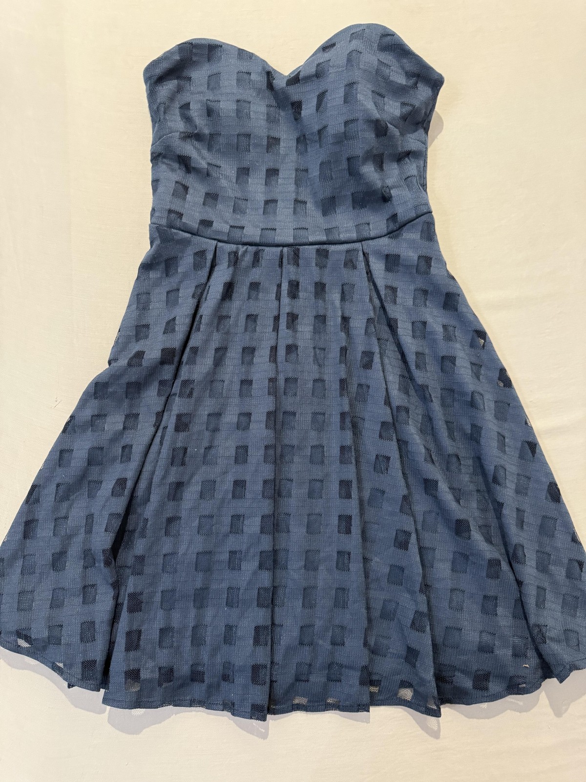 Bongo Dress Womens Small Blue Strapless Sweetheart Fit & Flare Mesh Skater