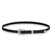 Sorcristy Black Cowboy Hats Band for Men and Medium, Jet Silver Buckle