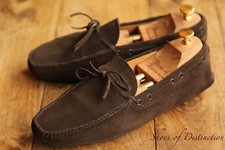 Scarpe mocassini da guida PRADA in pelle scamosciata marrone scarpe da uomo U...