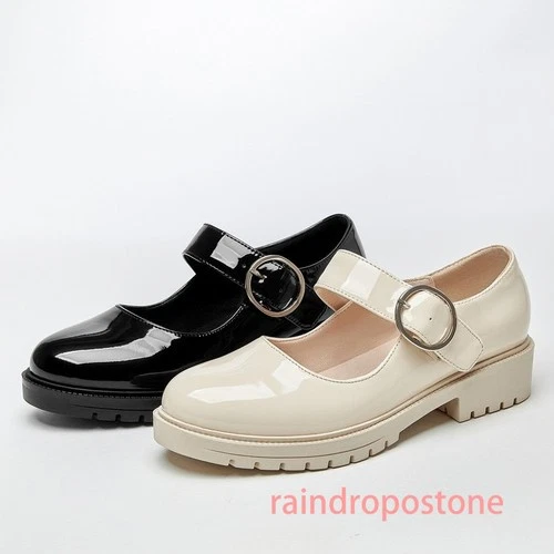 Women's Flat Mary Janes Faux Leather Comfort Casual College Pumps Shoes 50/51/52