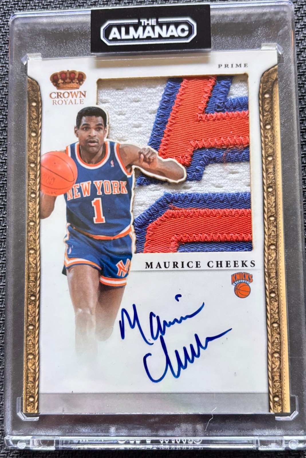 NY KNICKS LOGO PATCH On Card Auto Maurice Cheeks 2011 Crown Royale /25 view 3