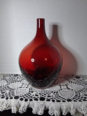 IKEA Red Hand Blown Glass Salong Vase 1990 s Johanna Jelinek