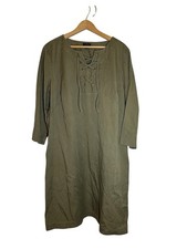Talbots Olive Green Lace Up Front 3/4 Sleeve Dress Sz 16 Women’s Plus 