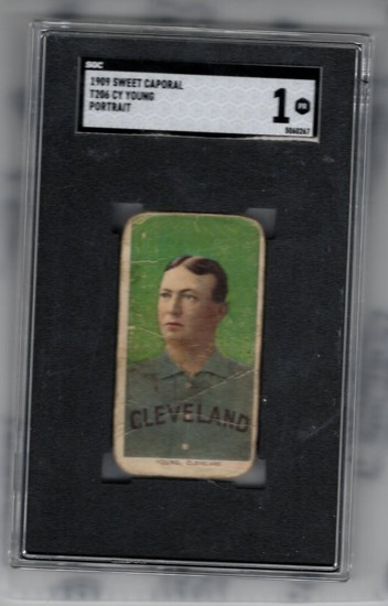 1909-11 T206 Cy Young Portrait SGC 1 piedmont tobacco baseball card