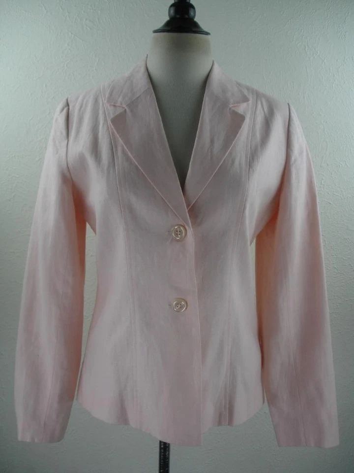 Mujer 6 Adolfo Rosa Verano 100% Lino 2 Piezas Traje Vestido Chaqueta Blazer Abrigo Deportivo Foto 2 de 4