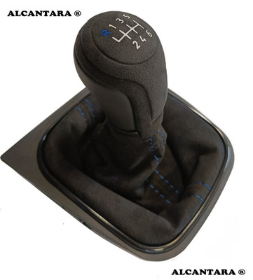FÜR VW GOLF 5 6 EOS SCIROCCO 3 SCHALTSACK SCHALTKNAUF ALCANTARA   6GANG BLAU4