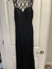 Vintage 90s y2k Scala 100 Silk Black formal cocktail Beaded Maxi Dress Size S