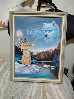 ''Wolf Whisperer'' by G Matusiak  Painting (Mint) 21×27in Native American Artwork