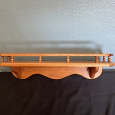 VTG Solid Oak Wood Display Wall Shelf Hanging Spindle Railing Farmhouse 24x8x6