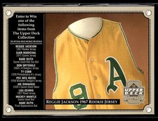 2000 Upper Deck #NNO Reggie Jackson 1967 Rookie Jersey Entry Form Card 3801B. rookie card picture