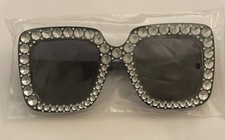 Oversized Black On Black Bling Fashion Sunglasses New