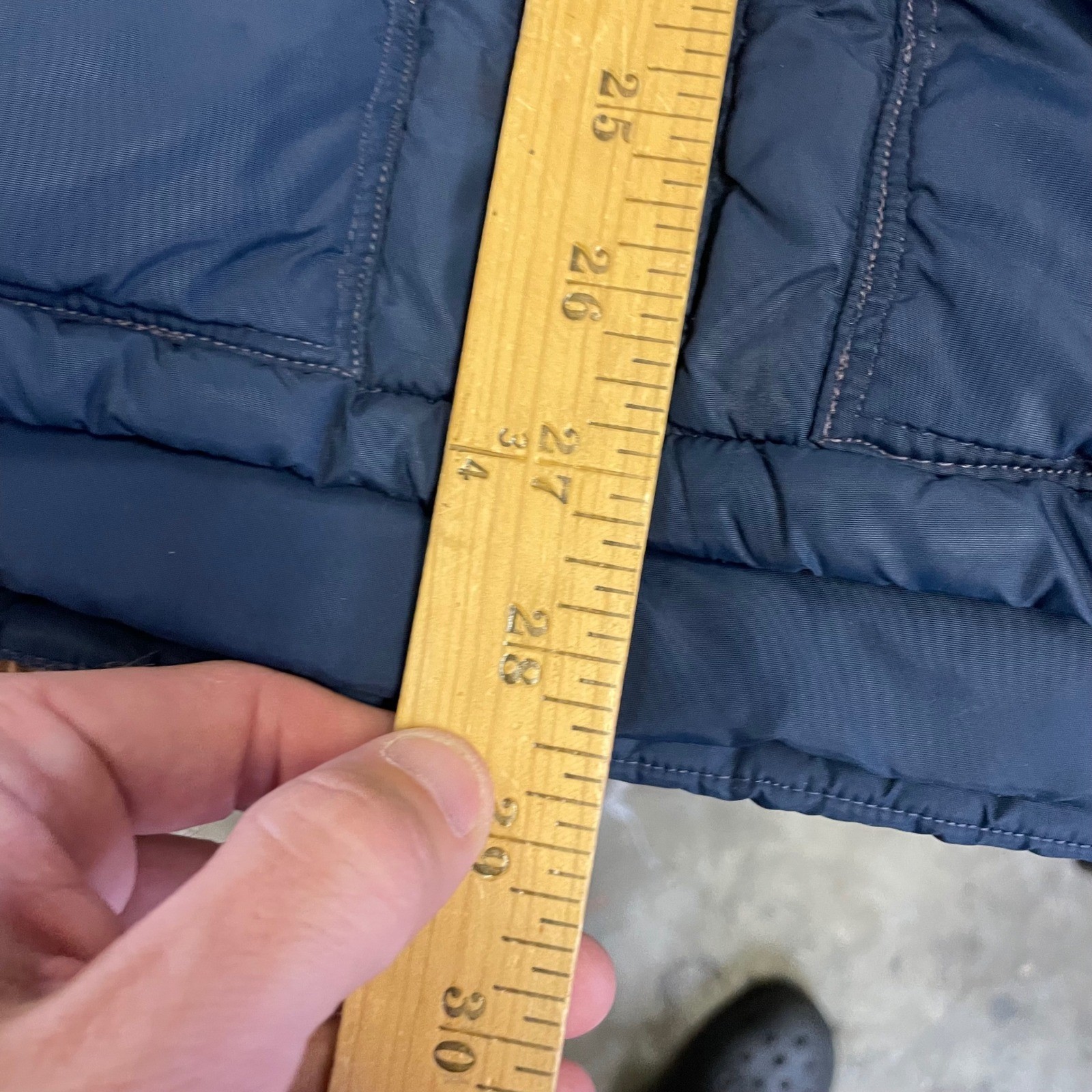 Vintage Frostline Kit Vest Mens Puffer Navy Blue American Flag Patch Outdoors XL