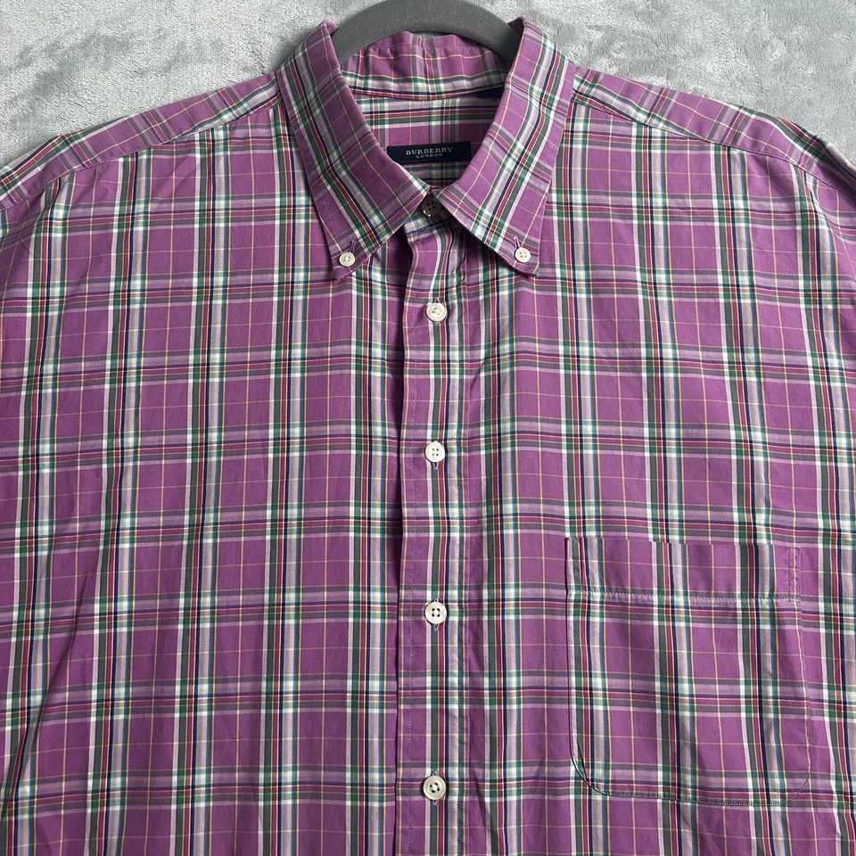 Camisa Burberry London Para Hombres 2XL Rosa Nova Cuadros Abotonada Informal Hecha en EE. UU. Foto 2 de 4