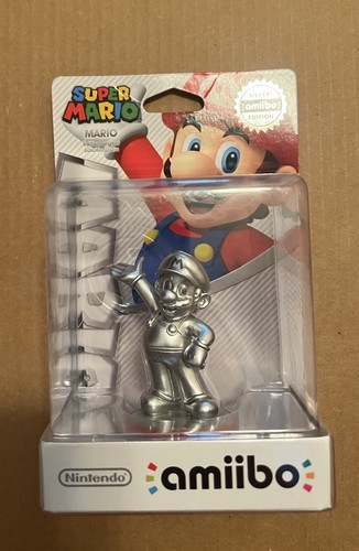 New Nintendo Super Mario Silver Edition Amiibo Figure Wii U US 2015