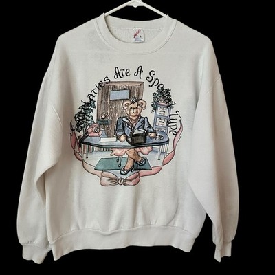 VTG Secretaries Are A Special Type Sweatshirt Sz L Bear 80s 90s READ Flaw