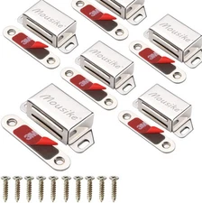 Mousike Cabinet Magnets 30lb Stainless Steel Magnetic Door 6 Pack, Silver 
