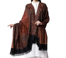 Women's Wool Blend Indian Handicraft Woven Shawls Scarf Wraps 40x80" Maroon