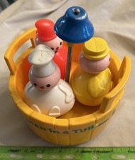 Vintage Fisher Price 3 Men in a Tub Bathtub Floating Bathtub Toy Play Set