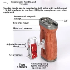 Ergonomic Camera Side Handle for Cage with 14 Screw Holes and Cold Shoe Mount