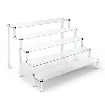 5 Tier Acrylic Stands for Display, Clear Display Stand Risers Shelf for Cupca...