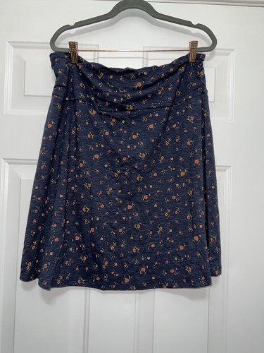 TOAD & CO Chaka A-Line Skirt Elastic Waistband Size XL True Navy Painters Floral - Picture 5 of 6